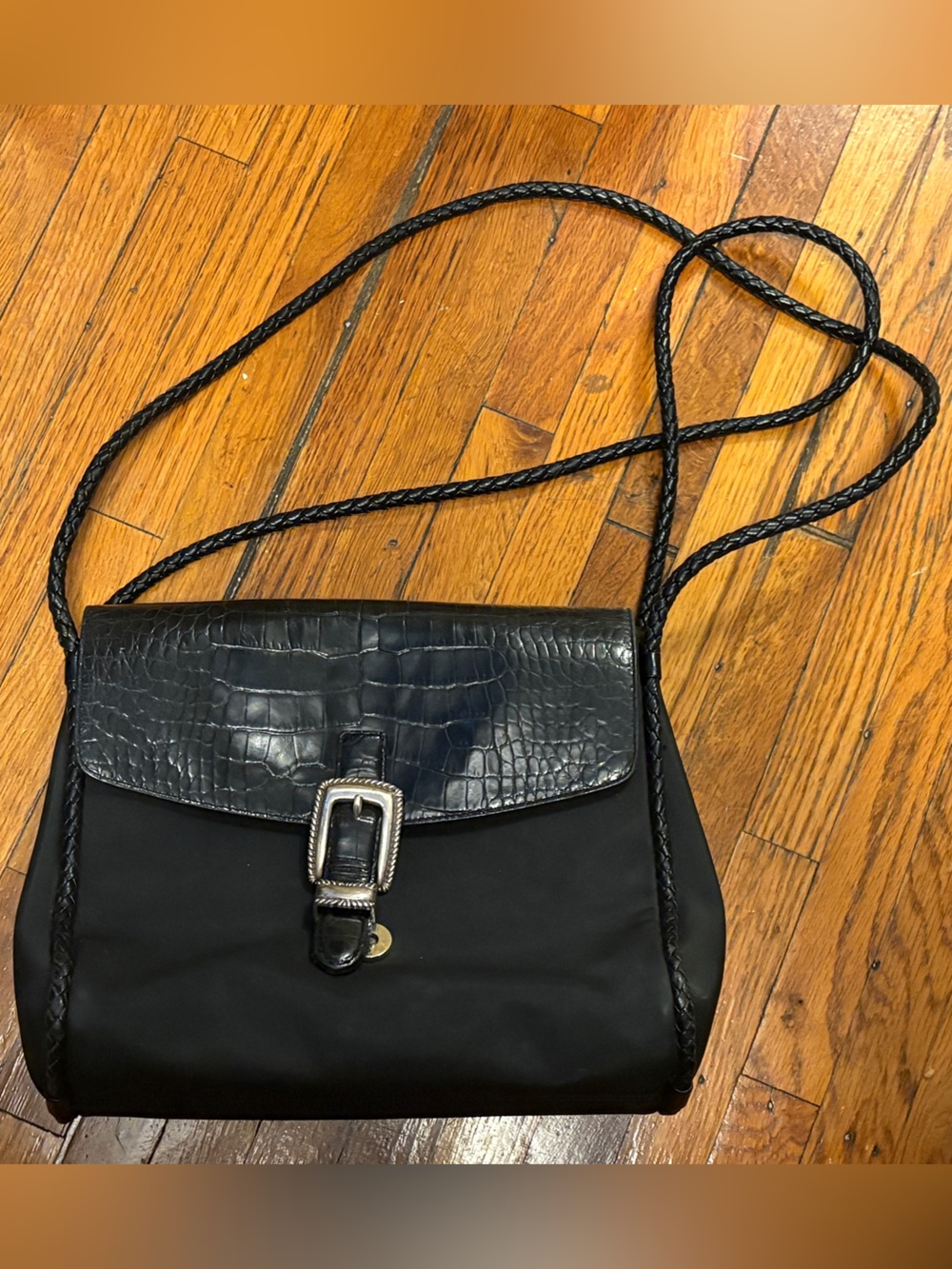 Vintage Brighton Leather & Silver Western Goth Shoulder Bag Purse